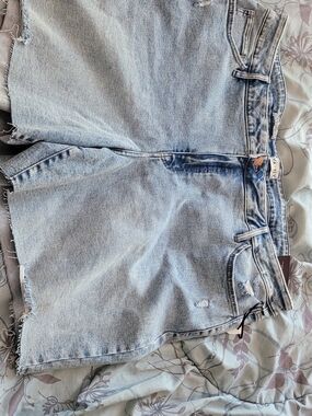 Ava & Viv Light Blue High-Rise Relaxed Denim Bermuda Shorts #103